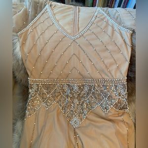 Boohoo Tall - beaded sequin formal dress, Size: US 10, color: Blush